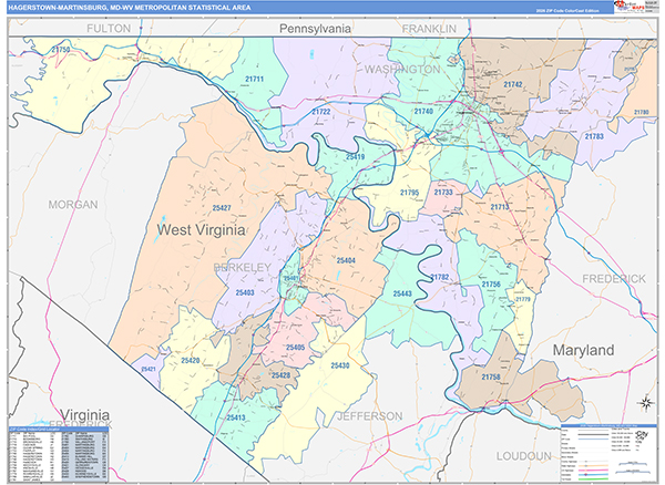 Hagerstown-Martinsburg Metro Area Wall Map